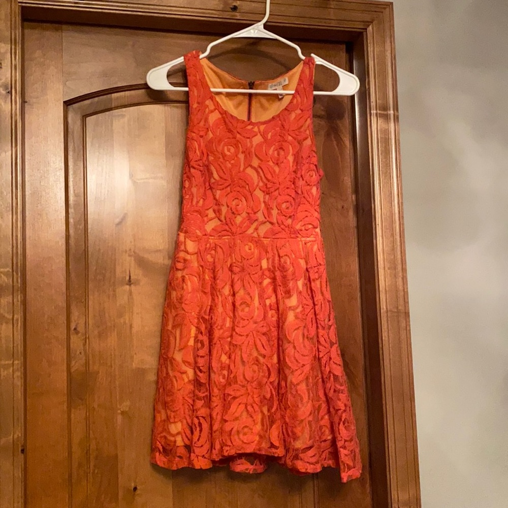 Like New Love Fire Lace Dress Orange Coral Size S
